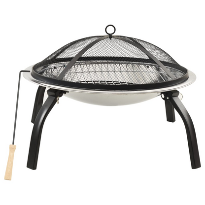 Stainless Steel 2-in-1 Fire Pit and BBQ with Poker