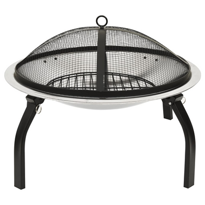 Stainless Steel 2-in-1 Fire Pit and BBQ with Poker