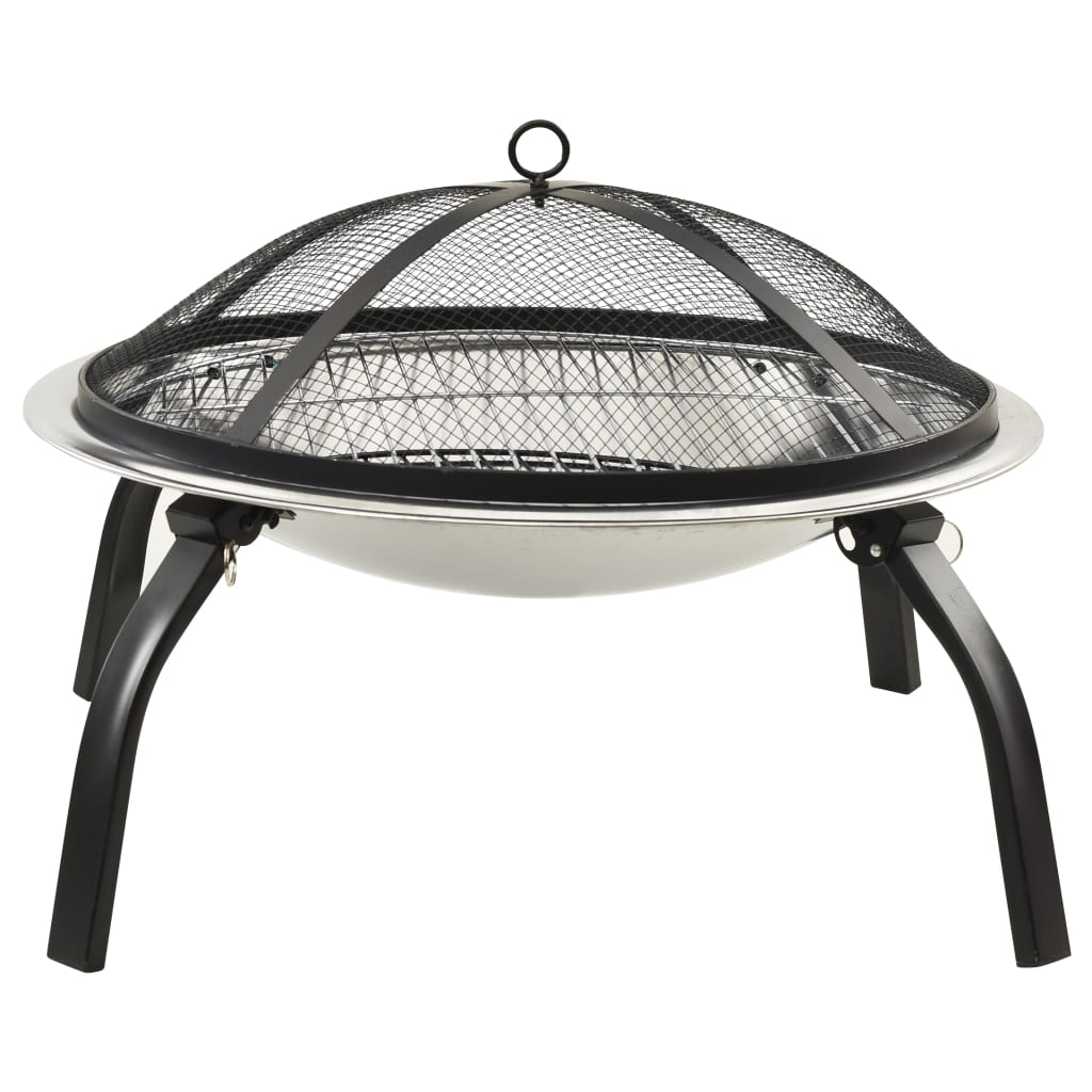 Stainless Steel 2-in-1 Fire Pit and BBQ with Poker