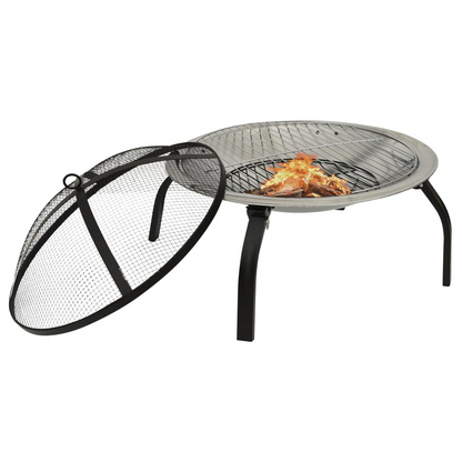 Stainless Steel 2-in-1 Fire Pit and BBQ with Poker