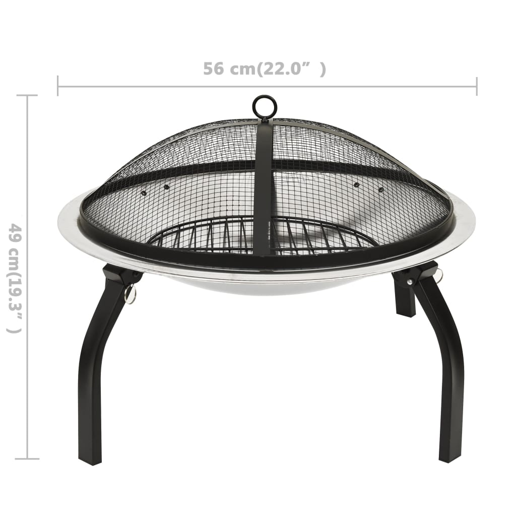 Stainless Steel 2-in-1 Fire Pit and BBQ with Poker