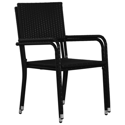 Outdoor Black Poly Rattan Dining Chairs 4 pcs