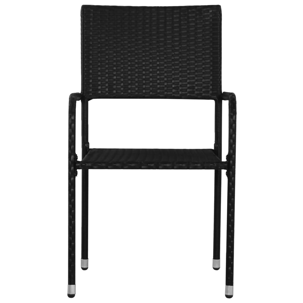 Outdoor Black Poly Rattan Dining Chairs 4 pcs