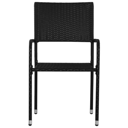 Outdoor Black Poly Rattan Dining Chairs 4 pcs