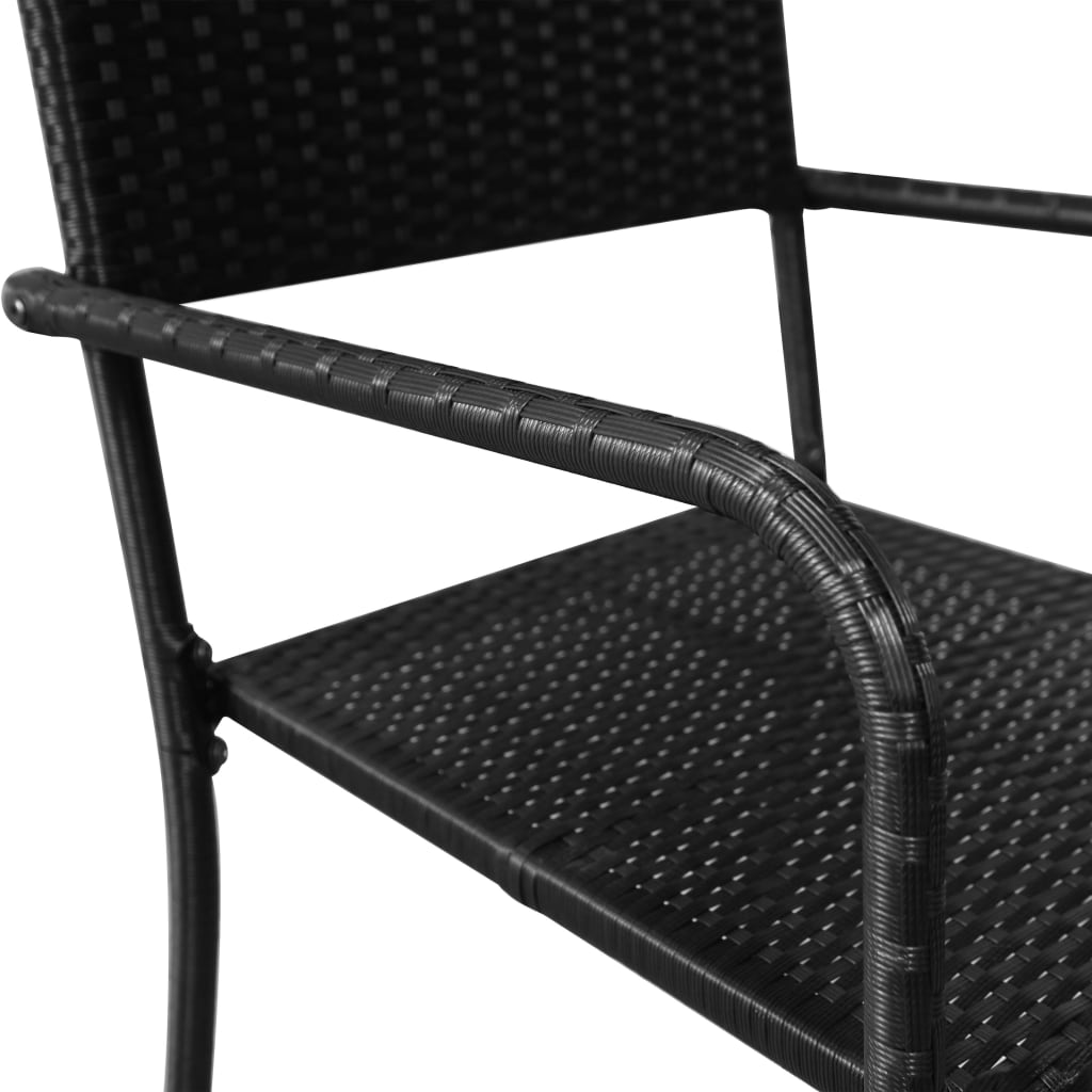 Outdoor Black Poly Rattan Dining Chairs 4 pcs