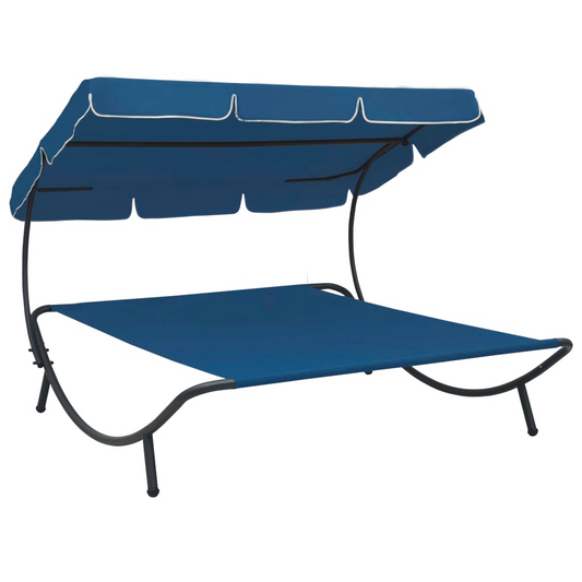 Blue Outdoor Lounge Bed with Canopy