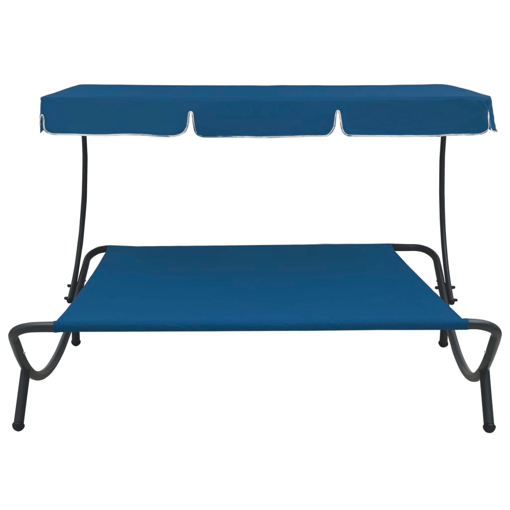 Blue Outdoor Lounge Bed with Canopy