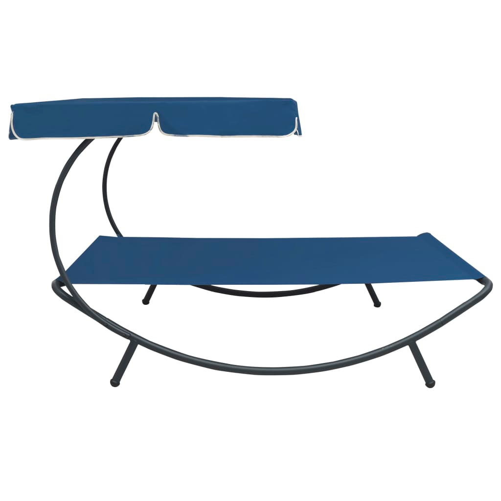 Blue Outdoor Lounge Bed with Canopy