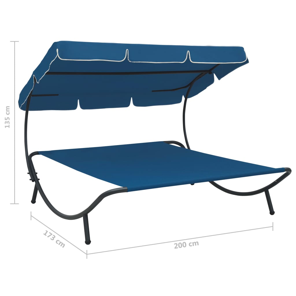 Blue Outdoor Lounge Bed with Canopy