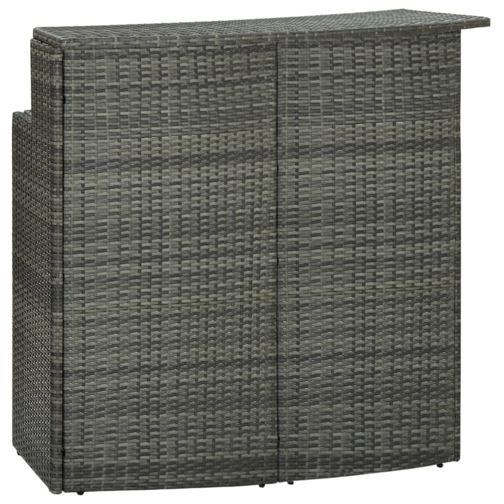 Grey Poly Rattan Garden Bar Table 120x55x110 cm