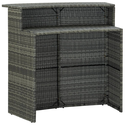 Grey Poly Rattan Garden Bar Table 120x55x110 cm