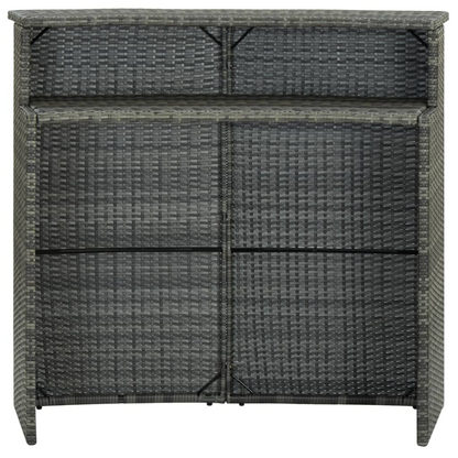 Grey Poly Rattan Garden Bar Table 120x55x110 cm