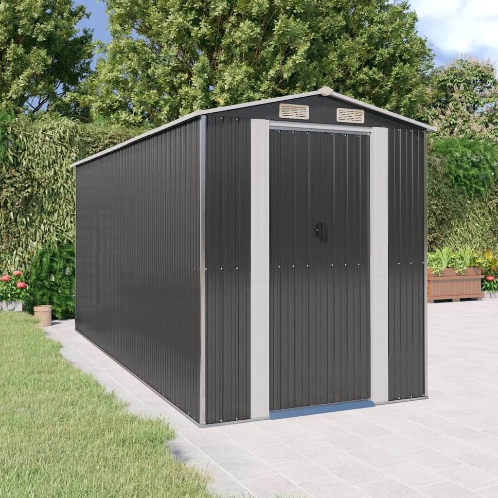 Galvanised Steel Garden Shed Anthracite 192x440x223 cm