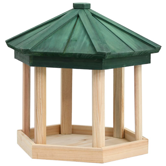 Bird Feeder Octagon Solid Firwood 33x30 cm