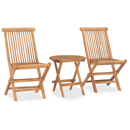 Solid Teak Wood 3 Piece Folding Outdoor Dining Set