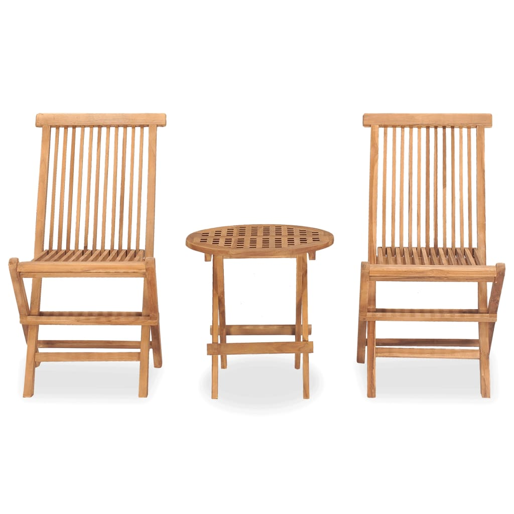 Solid Teak Wood 3 Piece Folding Outdoor Dining Set