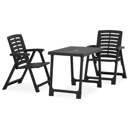  3 Piece Plastic Grey Folding Bistro Set