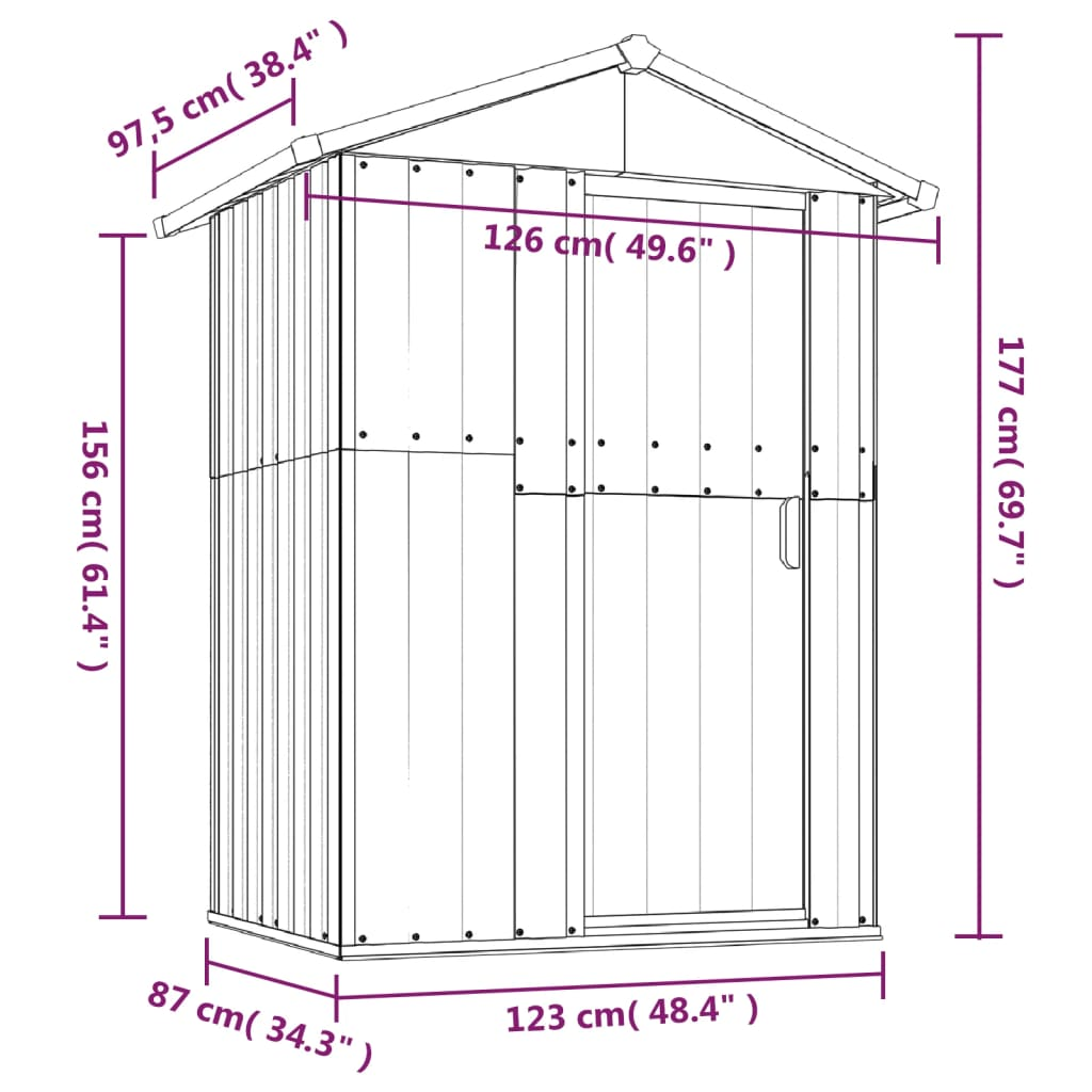 Garden Shed Anthracite 126x97.5x177 cm