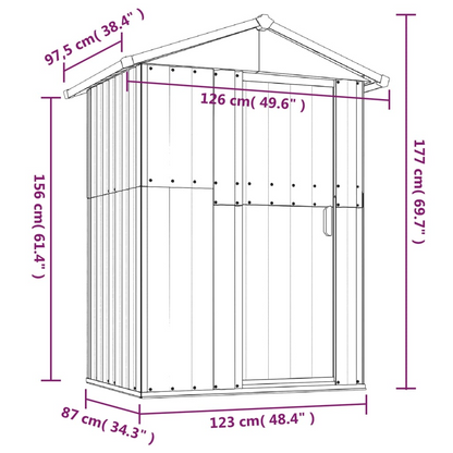 Garden Shed Anthracite 126x97.5x177 cm