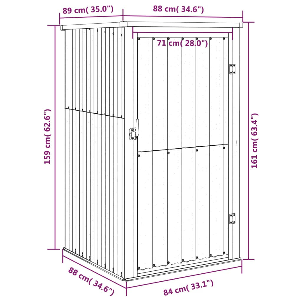 Garden Tool Shed Green 88x89x161 cm Galvanised Steel