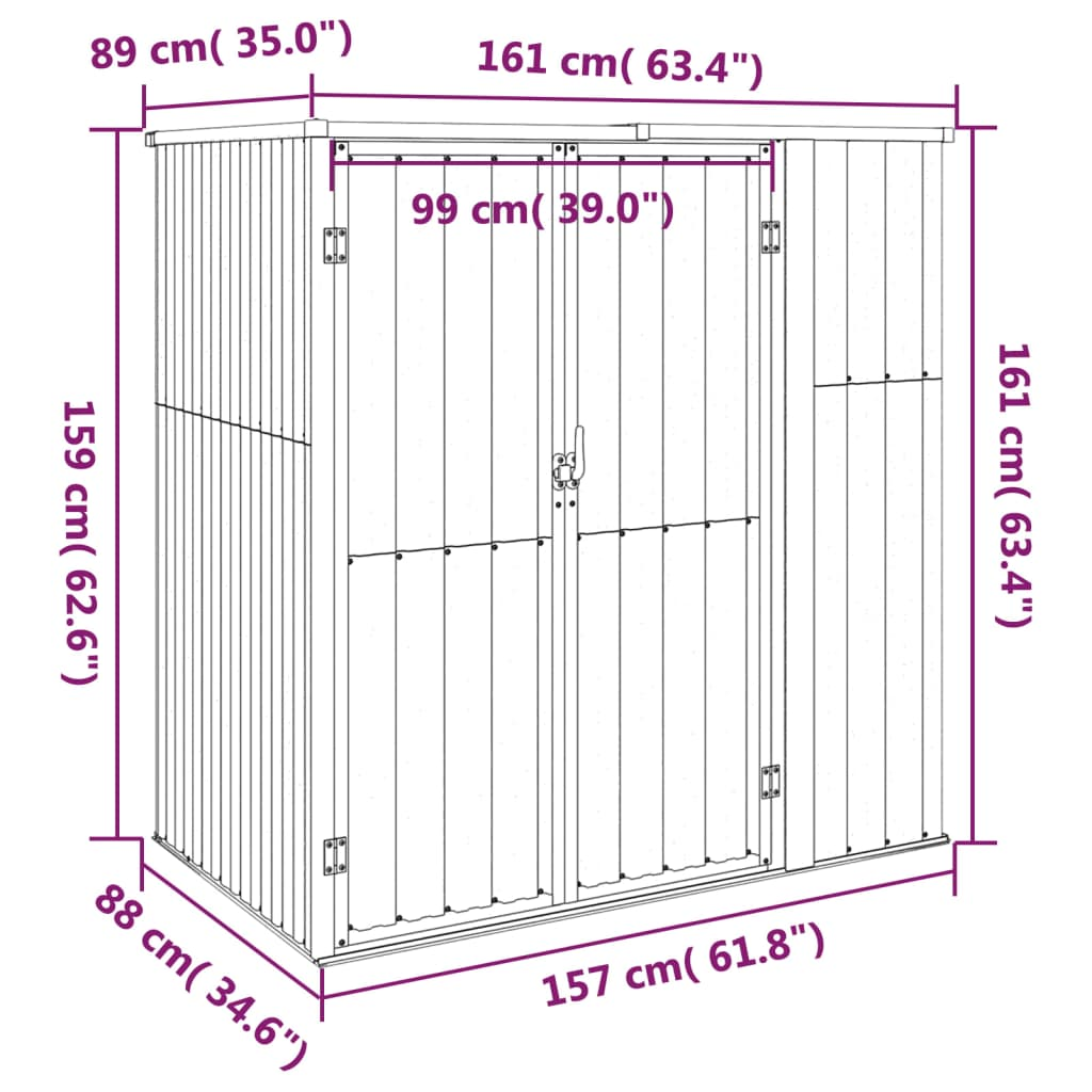 Garden Tool Shed Grey 161x89x161 cm