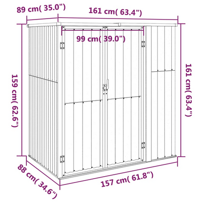 Garden Tool Shed Grey 161x89x161 cm