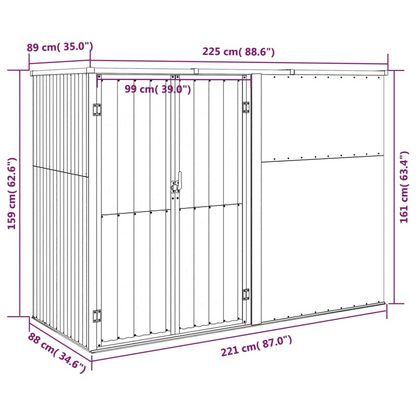 Garden Tool Shed Anthracite 225x89x161 cm