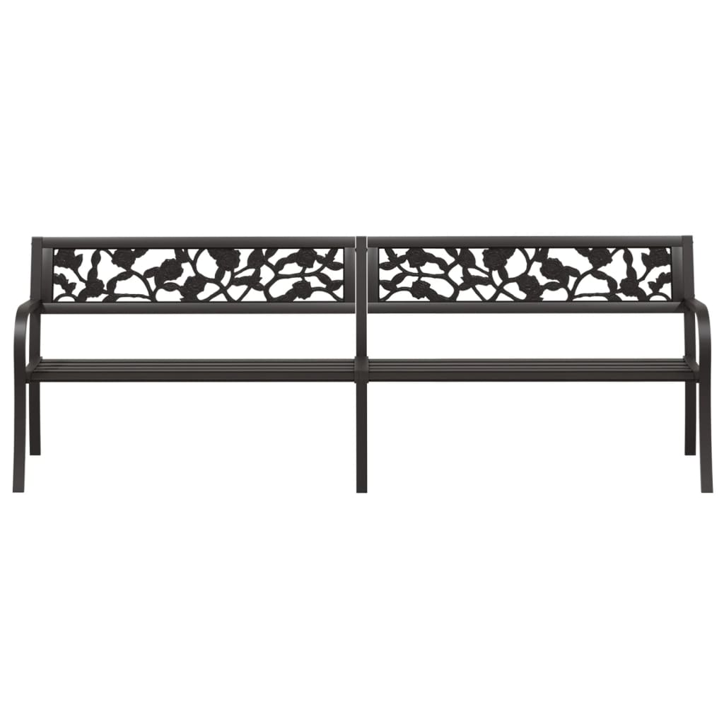 Twin Black Steel Garden Bench