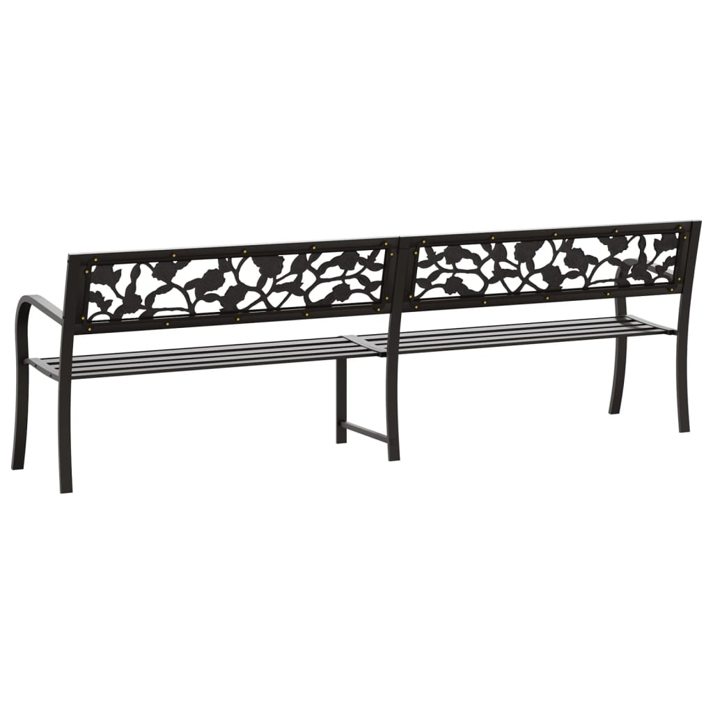 Twin Black Steel Garden Bench