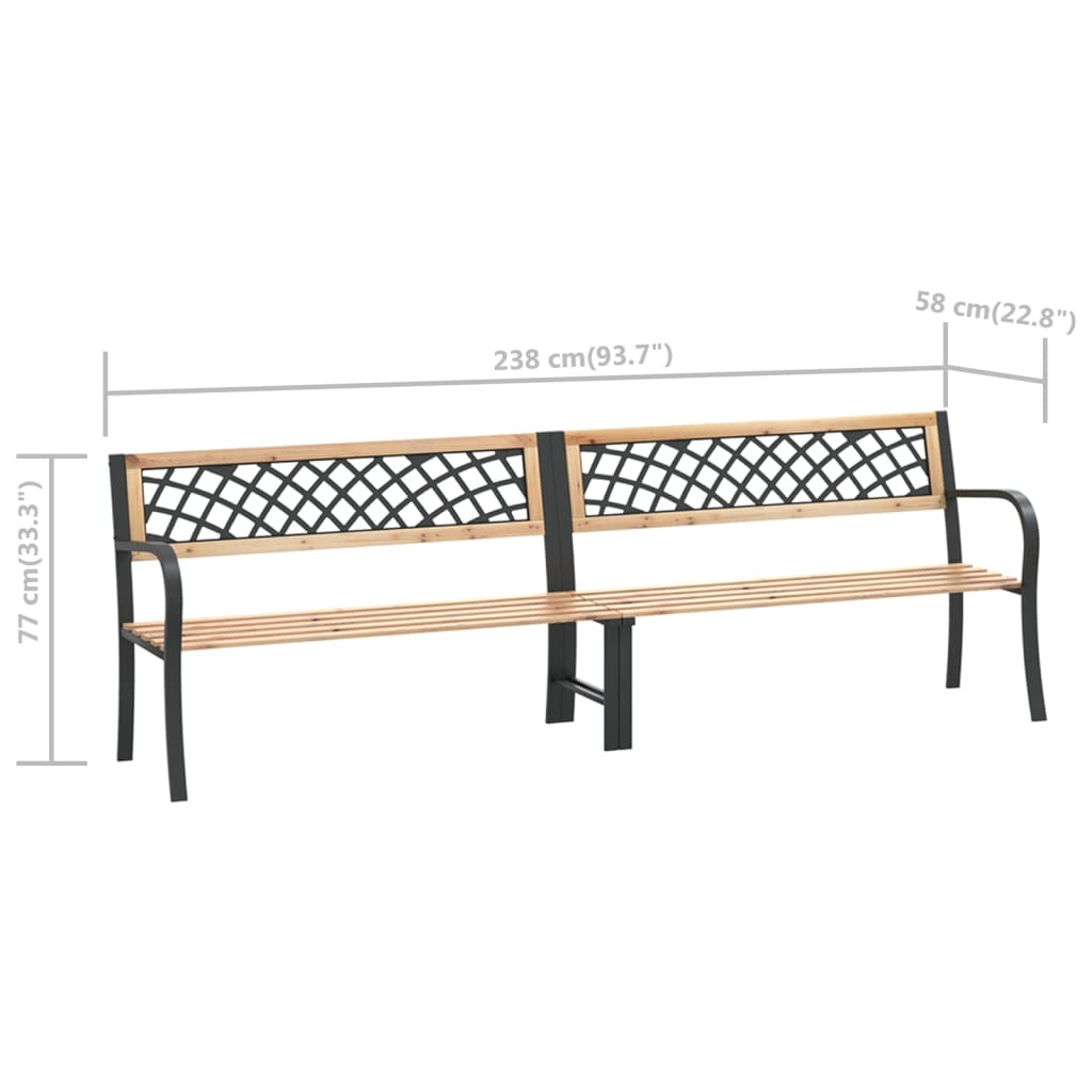 Chinese Fir Wood Twin Garden Bench 238 cm