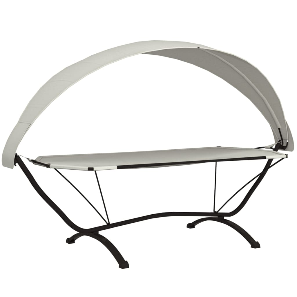 Steel and Oxford Fabric Outdoor Lounge Bed with Cream Canopy 