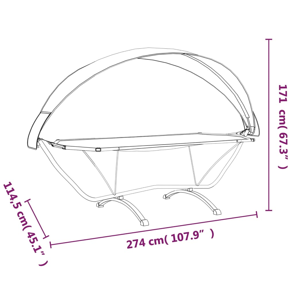 Steel and Oxford Fabric Outdoor Lounge Bed with Cream Canopy 