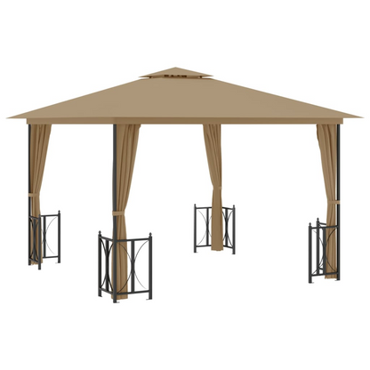 Taupe Gazebo with Sidewalls & Double Roofs