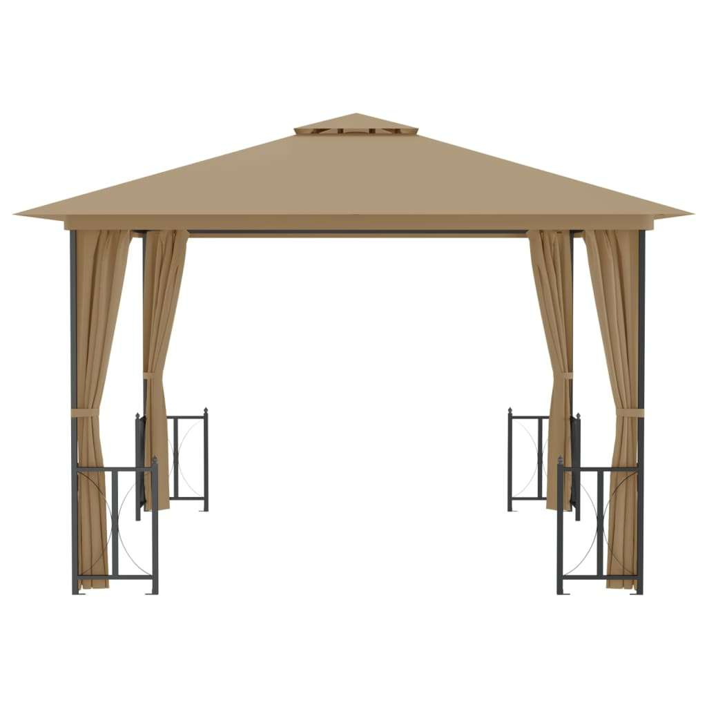 Taupe Gazebo with Sidewalls & Double Roofs