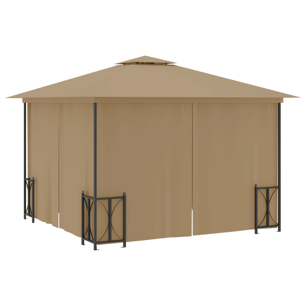 Taupe Gazebo with Sidewalls & Double Roofs