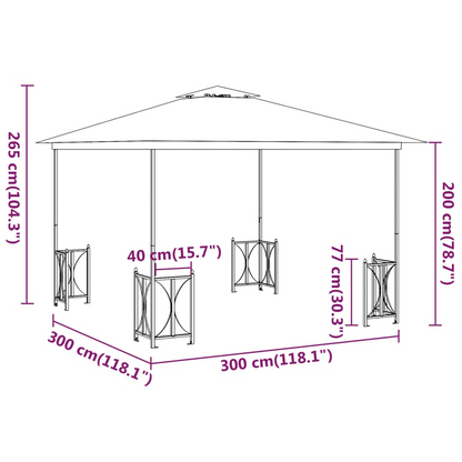 Taupe Gazebo with Sidewalls & Double Roofs