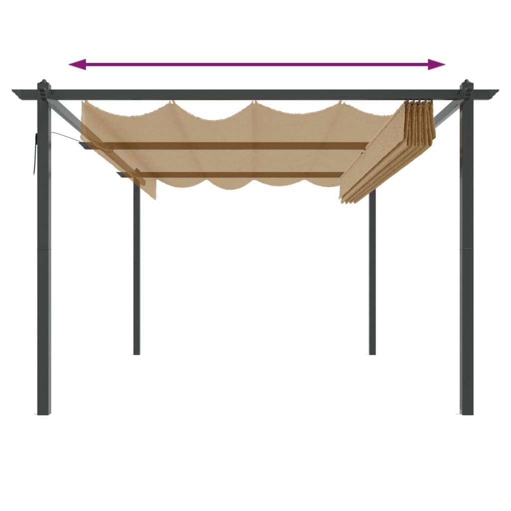 Taupe Garden Gazebo with Retractable Roof