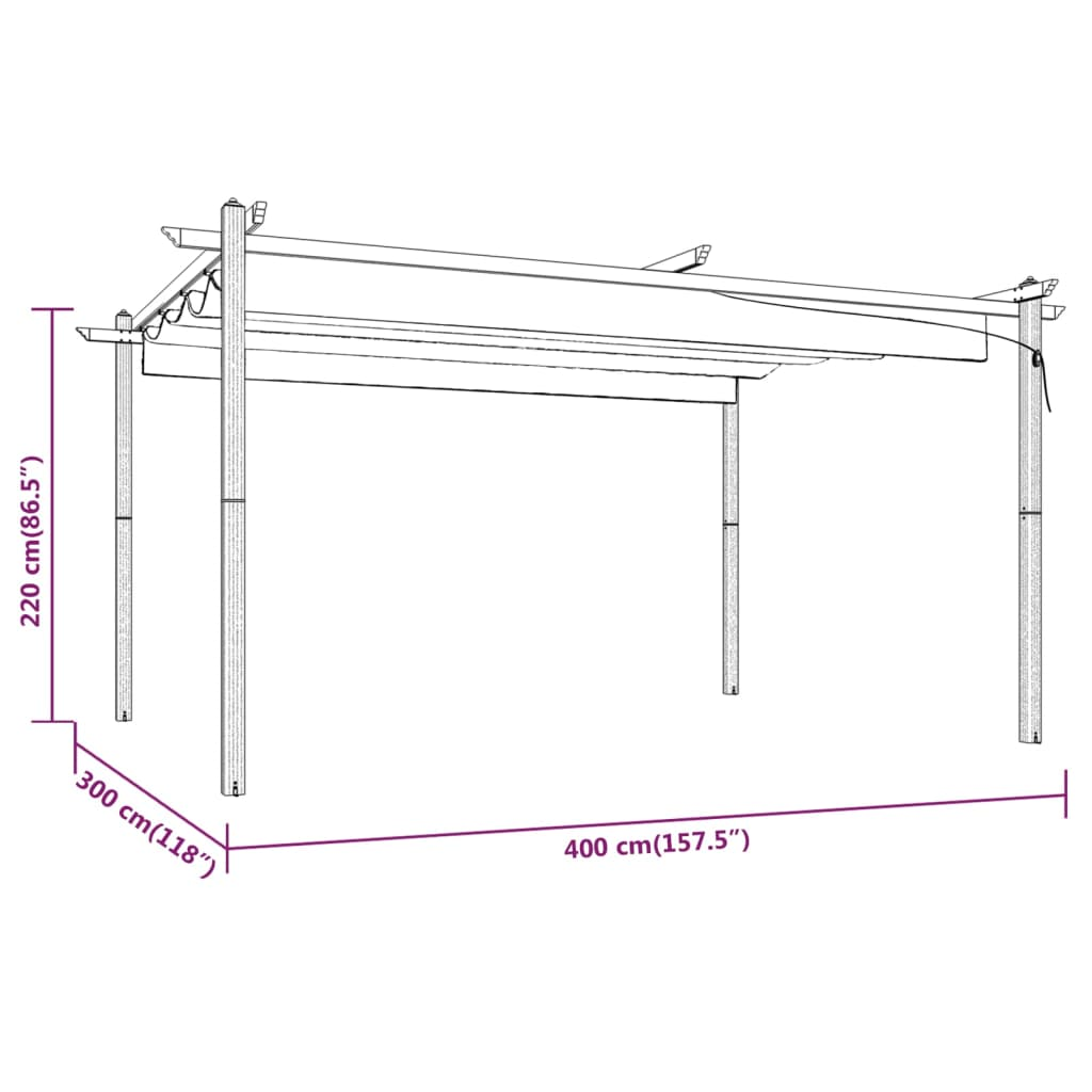 Taupe Garden Gazebo with Retractable Roof