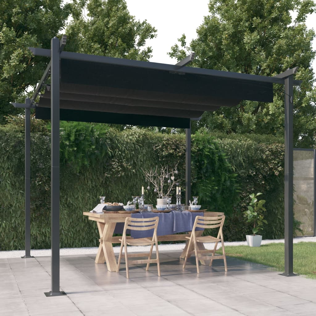 Anthracite Garden Gazebo with Retractable Roof