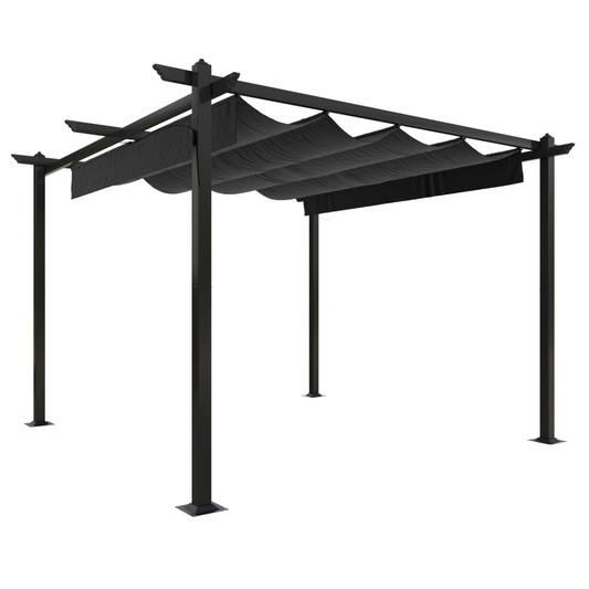 Anthracite Garden Gazebo with Retractable Roof