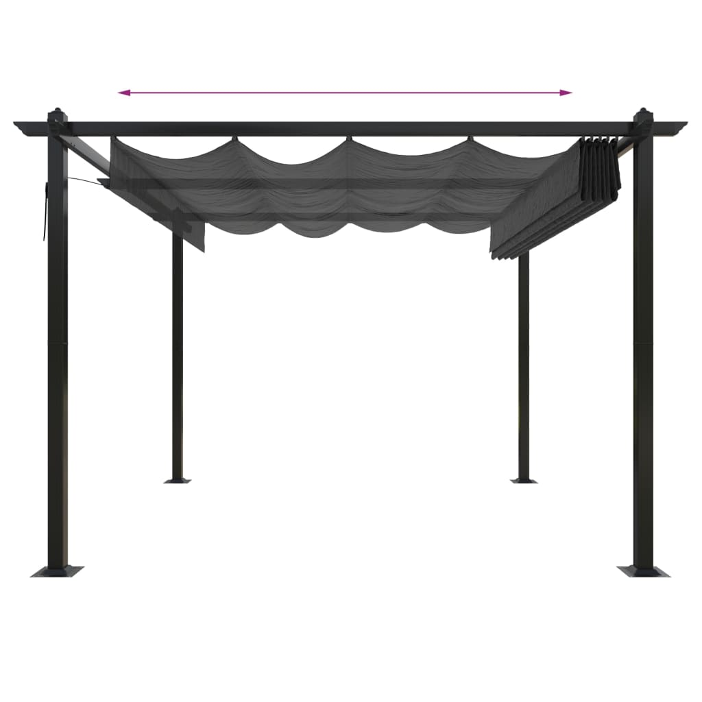 Anthracite Garden Gazebo with Retractable Roof