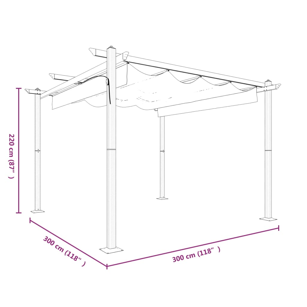 Anthracite Garden Gazebo with Retractable Roof