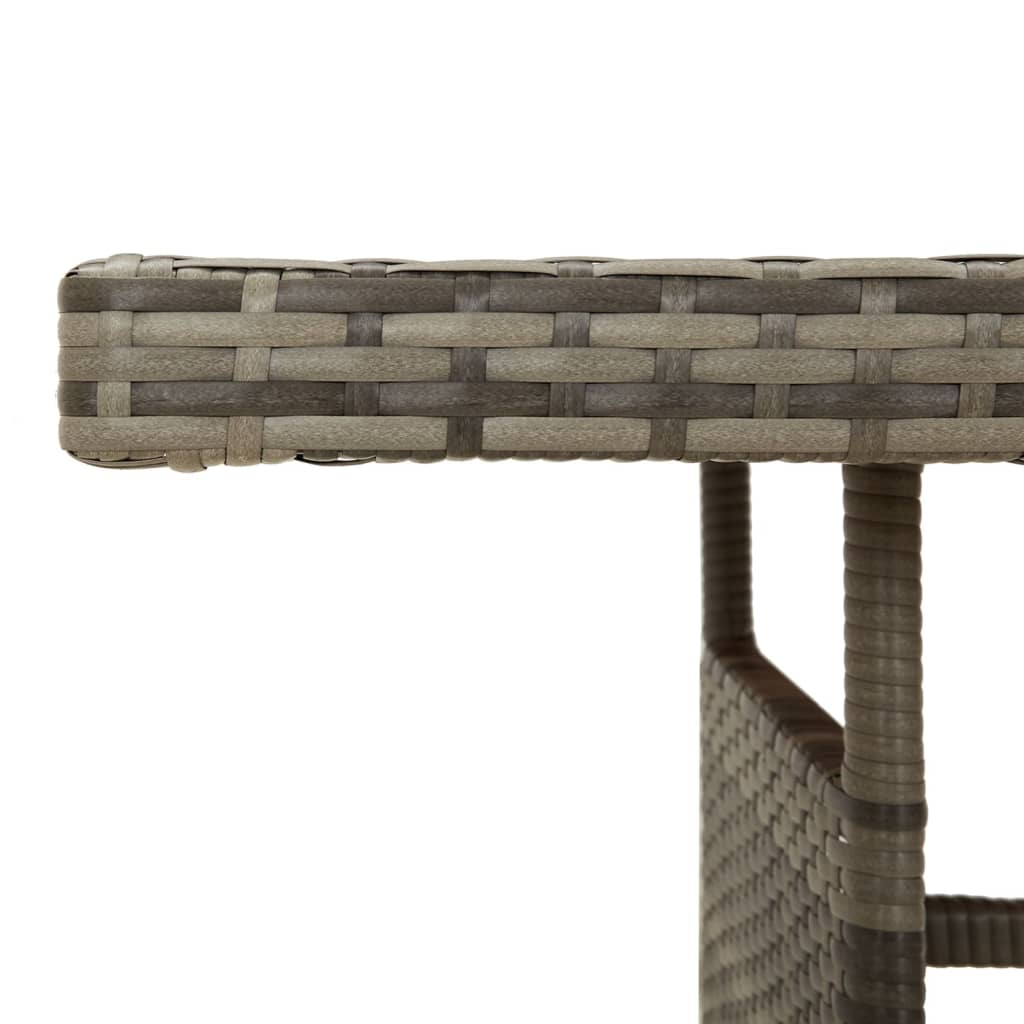 Grey Poly Rattan & Solid Acacia Wood Garden Table 160x70x72 cm