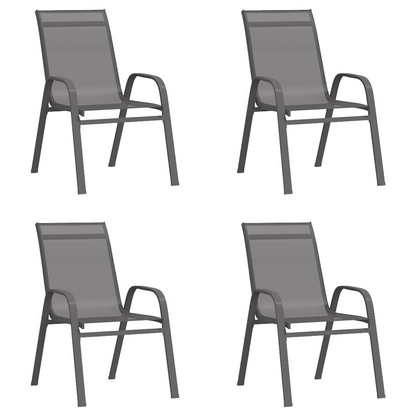 Grey Textilene Fabric Stackable Garden Chairs 4 pcs