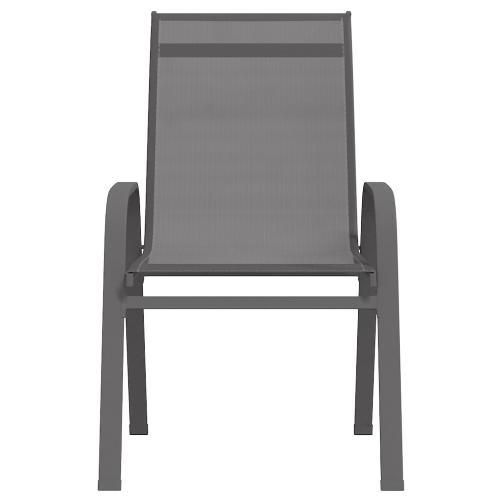 Grey Textilene Fabric Stackable Garden Chairs 4 pcs