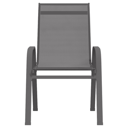 Grey Textilene Fabric Stackable Garden Chairs 4 pcs