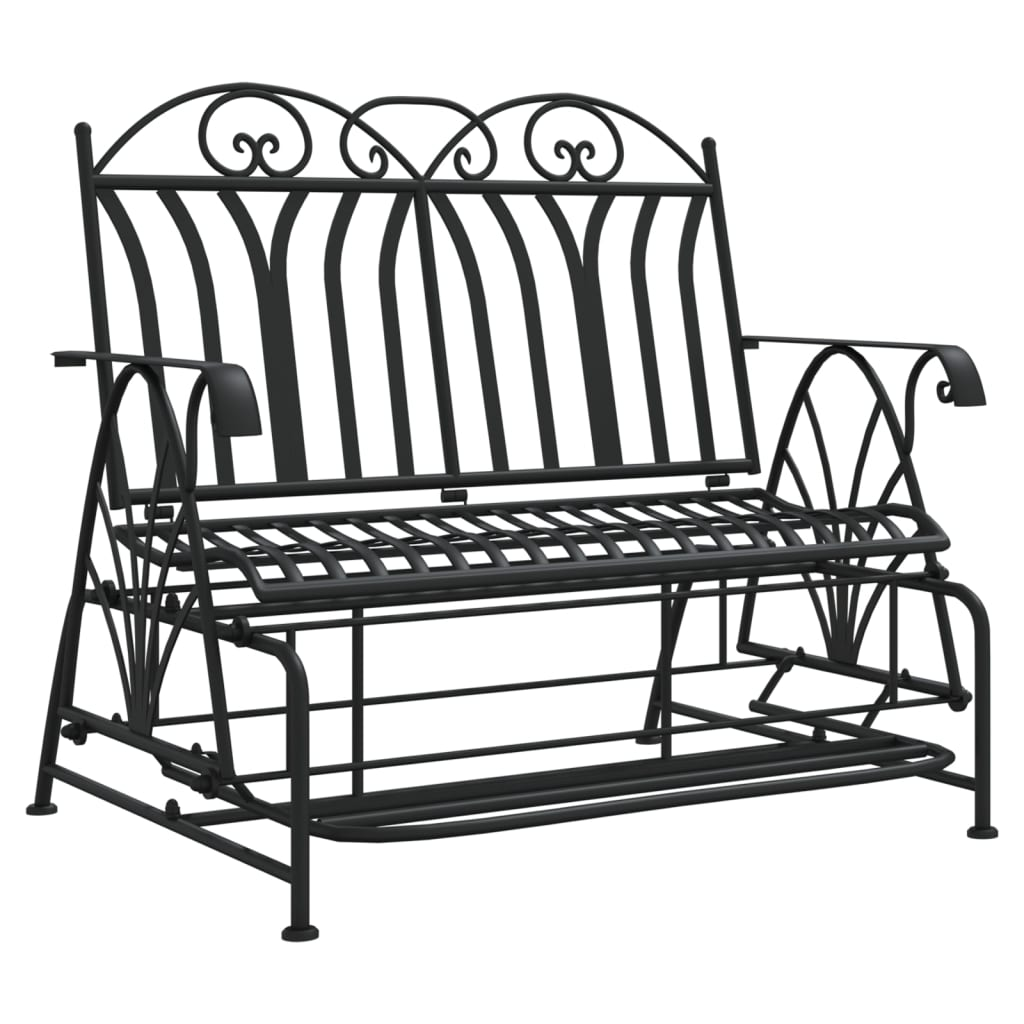  2-Seater Black Steel Glider Bench 114 cm