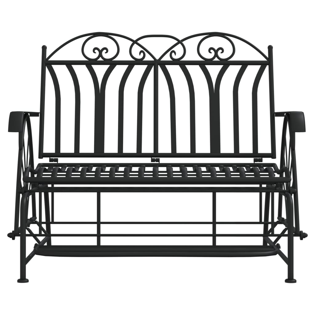  2-Seater Black Steel Glider Bench 114 cm