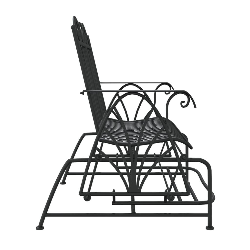  2-Seater Black Steel Glider Bench 114 cm