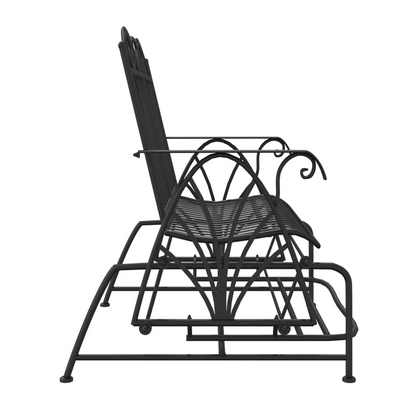  2-Seater Black Steel Glider Bench 114 cm